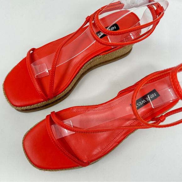 Nine West Alexx Orange Strappy Wedge Espadrille Sandal, NEW, Size 6, MSRP $89 - Picture 4 of 14
